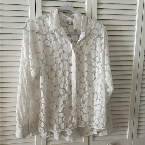 Akris Tops - Akris White Circle Pattern Button-Down Shirt